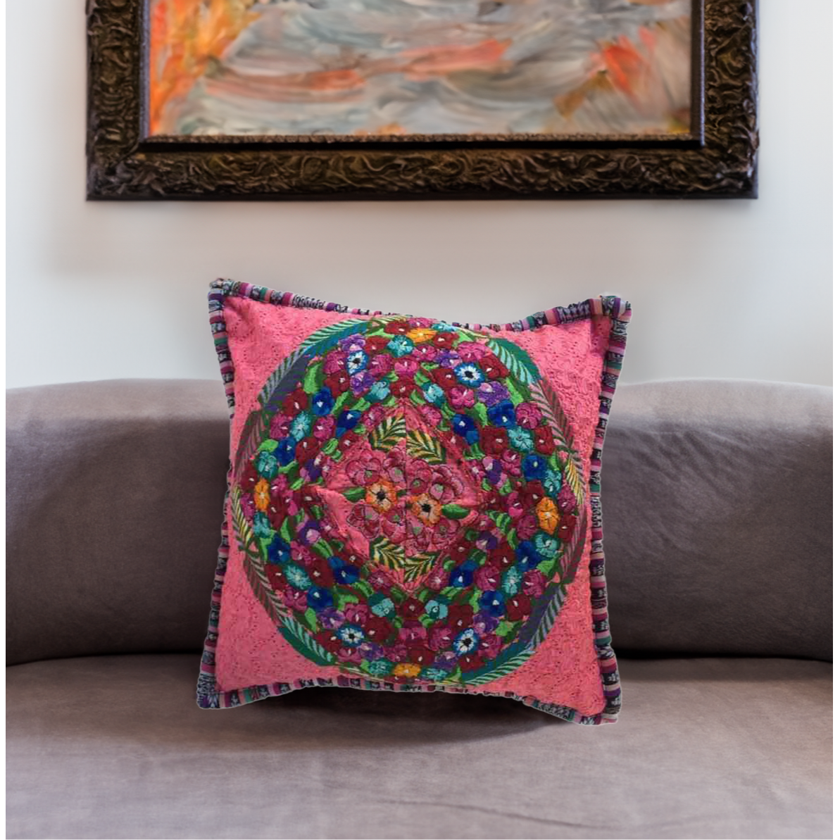 Up-cycled Maya Floral Pillow Cover - Guatemala