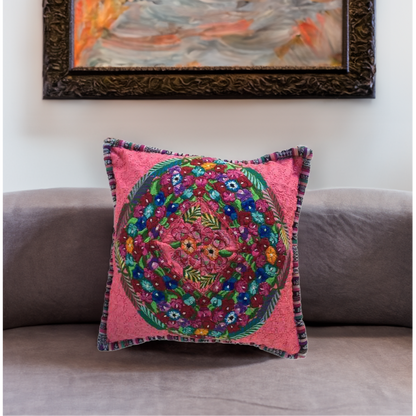Up-cycled Maya Floral Pillow Cover - Guatemala