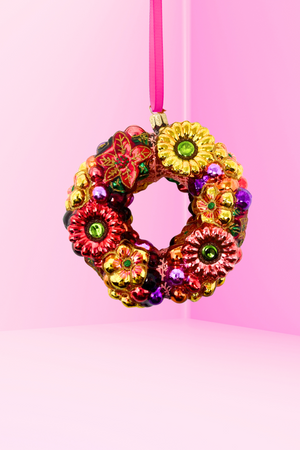 Floral Wreath Polish Glass Ornament