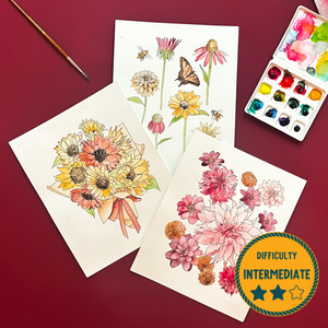 Fall Florals Watercolor Painting Kit - (Large)