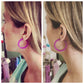 Neon Yellow Frosted Small Classic Hoop Earrings