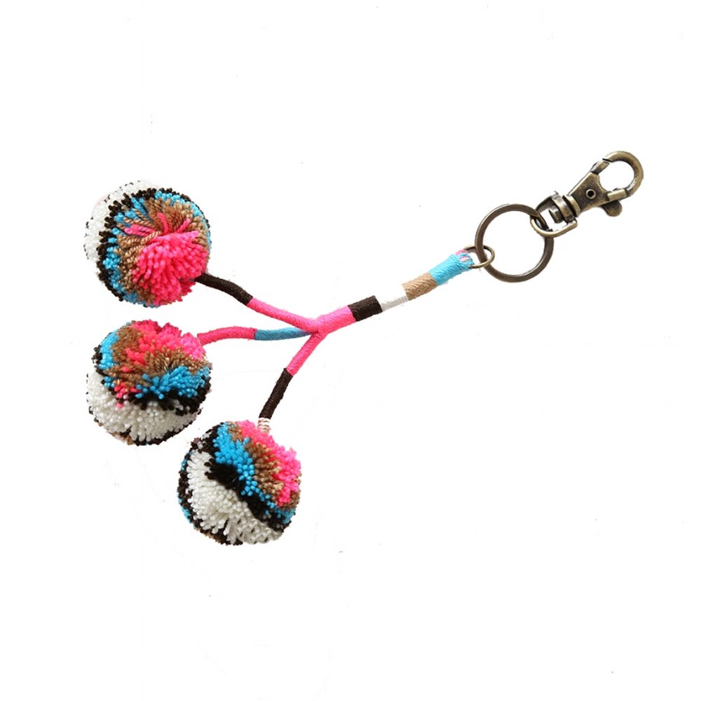 Pom Key Fob Taupe Multi