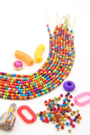 Fruity Pebbles Colorful Handmade Rondelle Spacer Bone Beads, 4x3mm, 10" Strand, 85+ beads