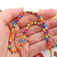 Fruity Pebbles Colorful Handmade Rondelle Spacer Bone Beads, 4x3mm, 10" Strand, 85+ beads