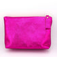 Metallic Italian Leather Zipper Pouch, Purse, 8" Soft Real Leather, Assorted Colors