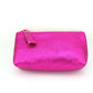 Midi Metallic Italian Leather Zipper Pouch, Purse, 7.5" Soft Real Leather, Assorted Colors