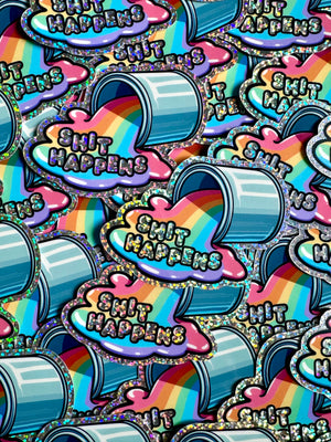 Bespattered Facade "Stuff Happens" Holographic Glitter Sticker
