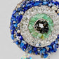 Handmade Evil Eye Nazar Boncuk Pendant with Hanging Prism Crystals for Rearview Mirror Hanging or Wall Hanging Lapis Lazuli, Crystal, Apatite