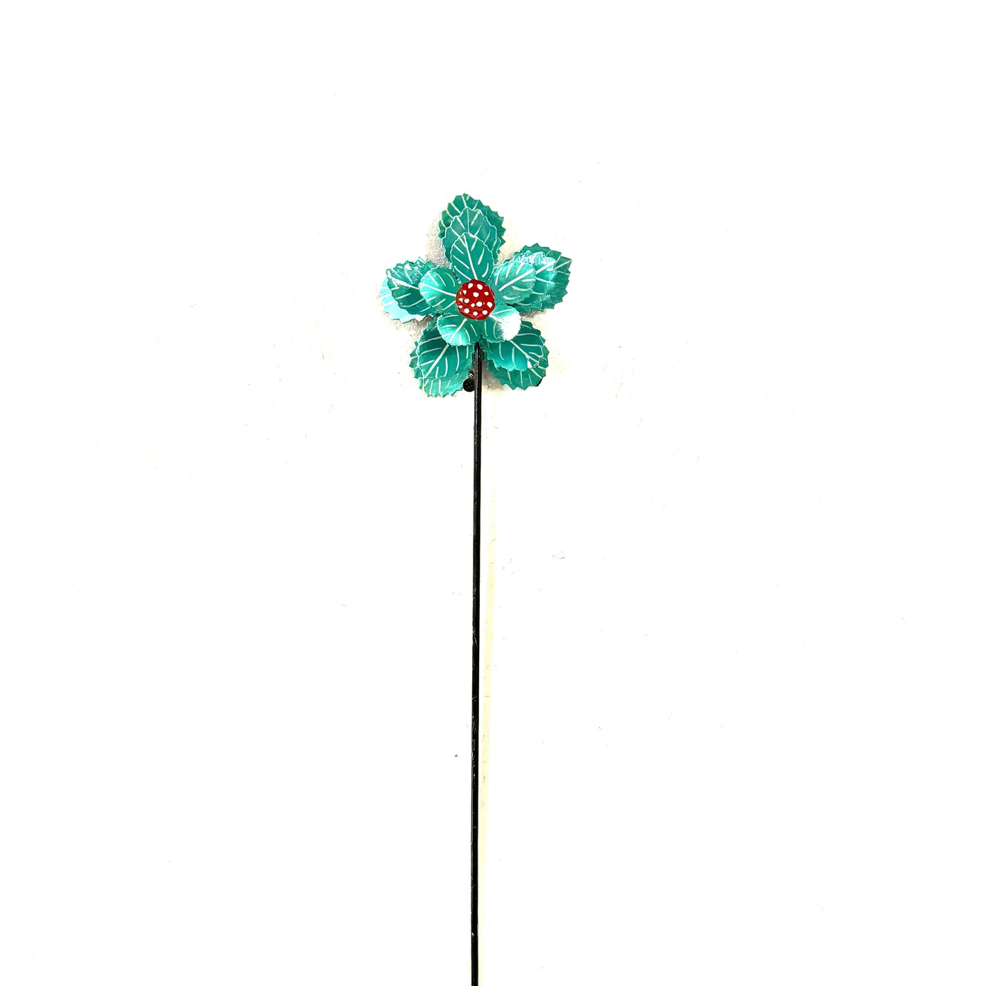 3-D Turquoise And Red Flower Garden Stake 2