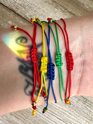 Rainbow Beaded Evil Eye Amulet Adjustable String Bracelets