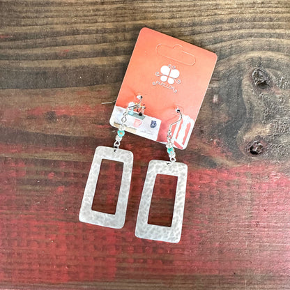 Dangle Rectangle Earring- Hammered