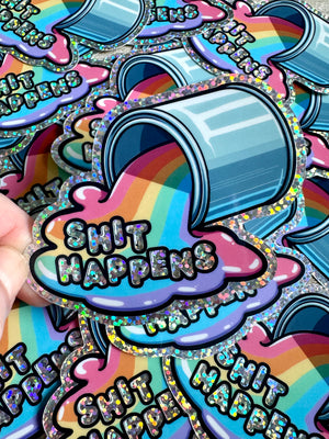 Bespattered Facade "Stuff Happens" Holographic Glitter Sticker