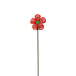 3-D Red and Green Flower Garden Stake