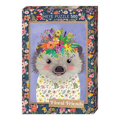 Funny Hedgehog Floral Friends 500 Piece Jigsaw Puzzle Heye