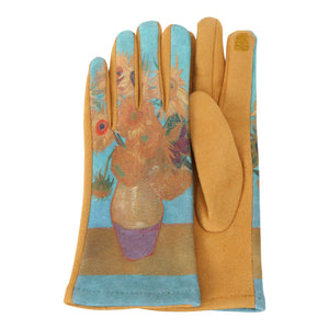 van Gogh Sunflowers Womens Touch Screen Gloves - One Size Fits All