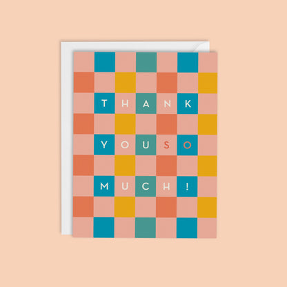 THANK YOU SO MUCH, Retro Checkerboard  Card