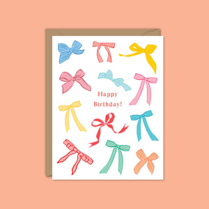 VINTAGE BOWS HAPPY BDAY CARD