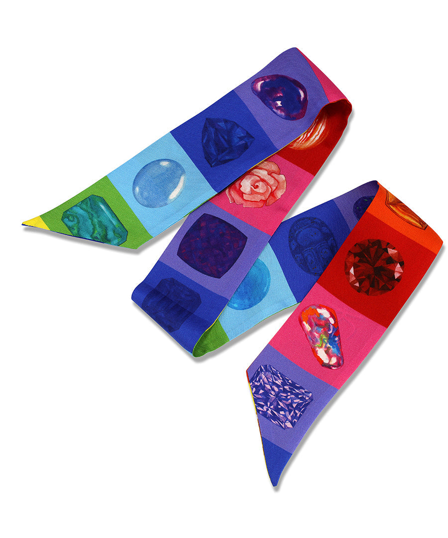 Rainbow Gemstone Twilly Scarf