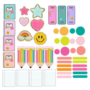 School Themed Giant Confetti - Patches, lockers, rainbow pencils and more