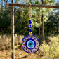 Gold Trim Wall Hanging Evil Eye Nazar Boncuk Mal De Ojo, Modern Boho Style Home Decor -- Golden Tulip Mandala -- Red or Turquoise