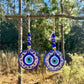 Gold Trim Wall Hanging Evil Eye Nazar Boncuk Mal De Ojo, Modern Boho Style Home Decor -- Golden Tulip Mandala -- Red or Turquoise