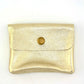 Metallic Italian Leather Coin Purse, 3 Compartments, Zipper Pocket