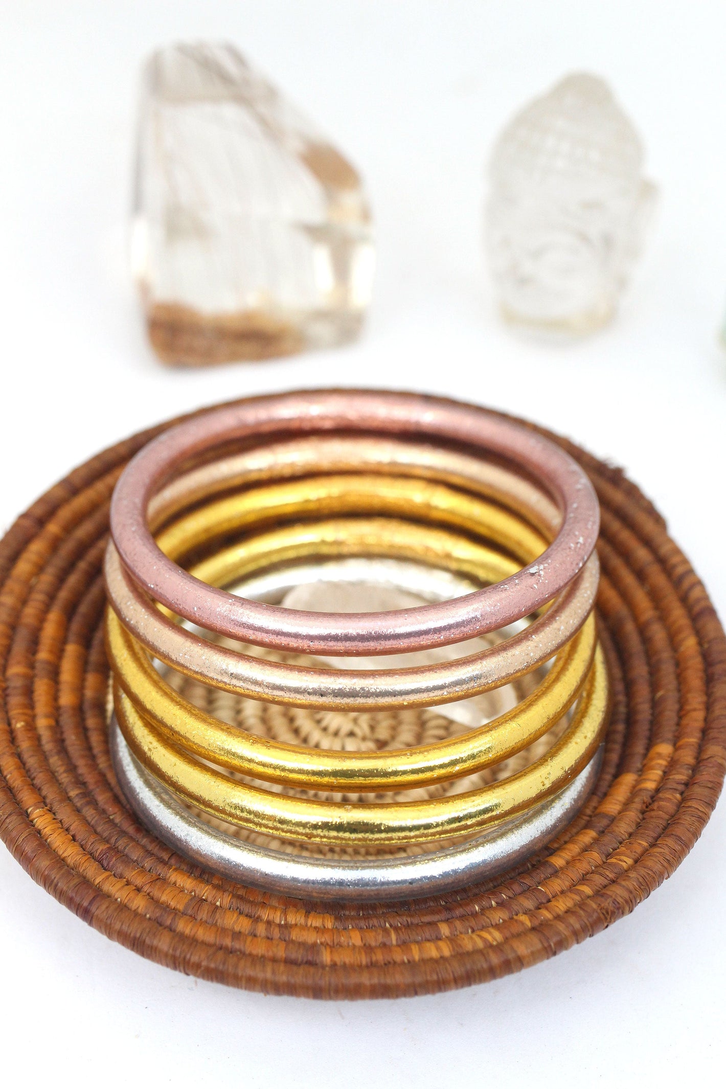Thai Buddhist Temple Bracelets, Gold, Silver Mantra Bangle, Kumlai Sizes Available