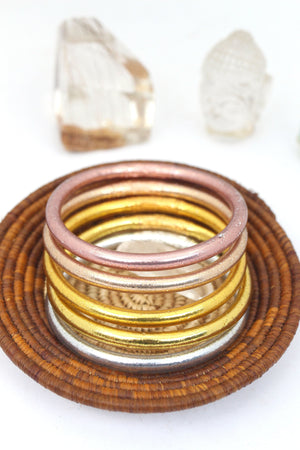 Thai Buddhist Temple Bracelets, Gold, Silver Mantra Bangle, Kumlai Sizes Available