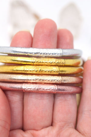Thai Buddhist Temple Bracelets, Gold, Silver Mantra Bangle, Kumlai Sizes Available