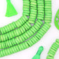 12mm Lime Green Disc Heishi Beads: 59 Spacers beads