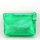 Metallic Italian Leather Zipper Pouch, Purse, 8" Soft Real Leather, Assorted Colors