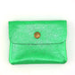 Metallic Italian Leather Coin Purse, 3 Compartments, Zipper Pocket