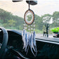 Grey Circle Round Dreamcatcher with Grey Feathers -- Rearview Mirror Hanging or Wall Hanging
