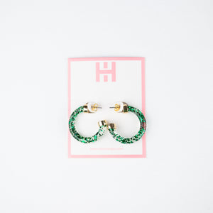Mini Hoops - Green Glitter