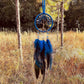 Handmade Blue Tree of Life Dreamcatcher with Blue & Black Feathers - Lapis Lazuli -- Rearview Mirror Hanging or Wall Hanging