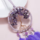 Handmade Purple Tree of Life Dreamcatcher with Purple Feathers - Amethyst Stones -- Rearview Mirror Hanging or Wall Hanging