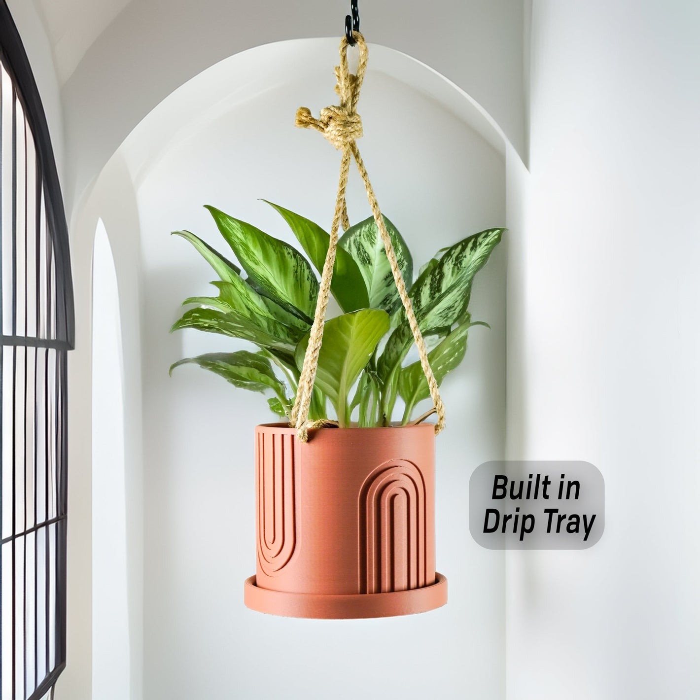 Indoor Hanging Planter for Indoor, 4 or 5 inch Hanging Plant Pot Unique Gift, 3D Printed Planter, Outdoor Patio Decor, Cottagecore Decor,BOW