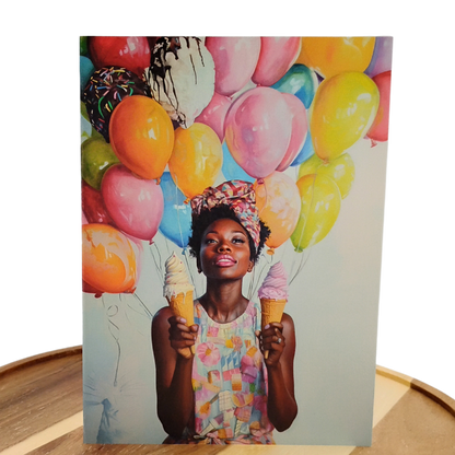 Ice Cream & Balloons - Happy Birthday Greeting Card