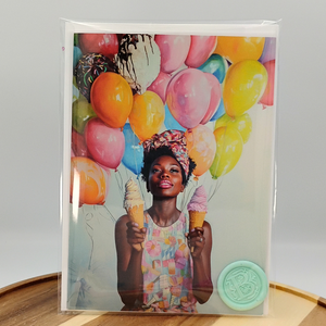 Ice Cream & Balloons - Happy Birthday Greeting Card