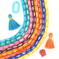 Bead Bundle: Assorted Colors Handmade Barrel Bone Beads, 7x12mm, 8 Strands, 128 Beads