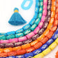 Bead Bundle: Assorted Colors Handmade Barrel Bone Beads, 7x12mm, 8 Strands, 128 Beads