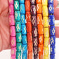 Bead Bundle: Assorted Colors Handmade Barrel Bone Beads, 7x12mm, 8 Strands, 128 Beads