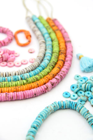 Bright & Speckled Bone Beads: Heishi Disc Spacers, 8x2mm, 90+ beads