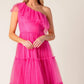 SOME FRESH AIR FUCHSIA TULLE MIDI DRESS