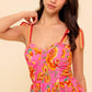 GARDEN GATHERING PINK WOVEN MIDI DRESS