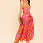 GARDEN GATHERING PINK WOVEN MIDI DRESS
