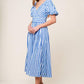 SUNSET STEPS BLUE WOVEN MIDI DRESS