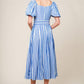 SUNSET STEPS BLUE WOVEN MIDI DRESS