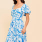 A WORK OF ART BLUE WOVEN MIDI DRESS