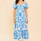 A WORK OF ART BLUE WOVEN MIDI DRESS